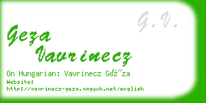 geza vavrinecz business card